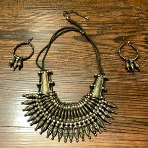 Silver necklace and matching earrings